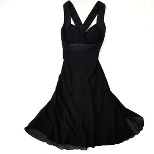 Max & Cleo Black Silk Cocktail Midi Dress LBD  2